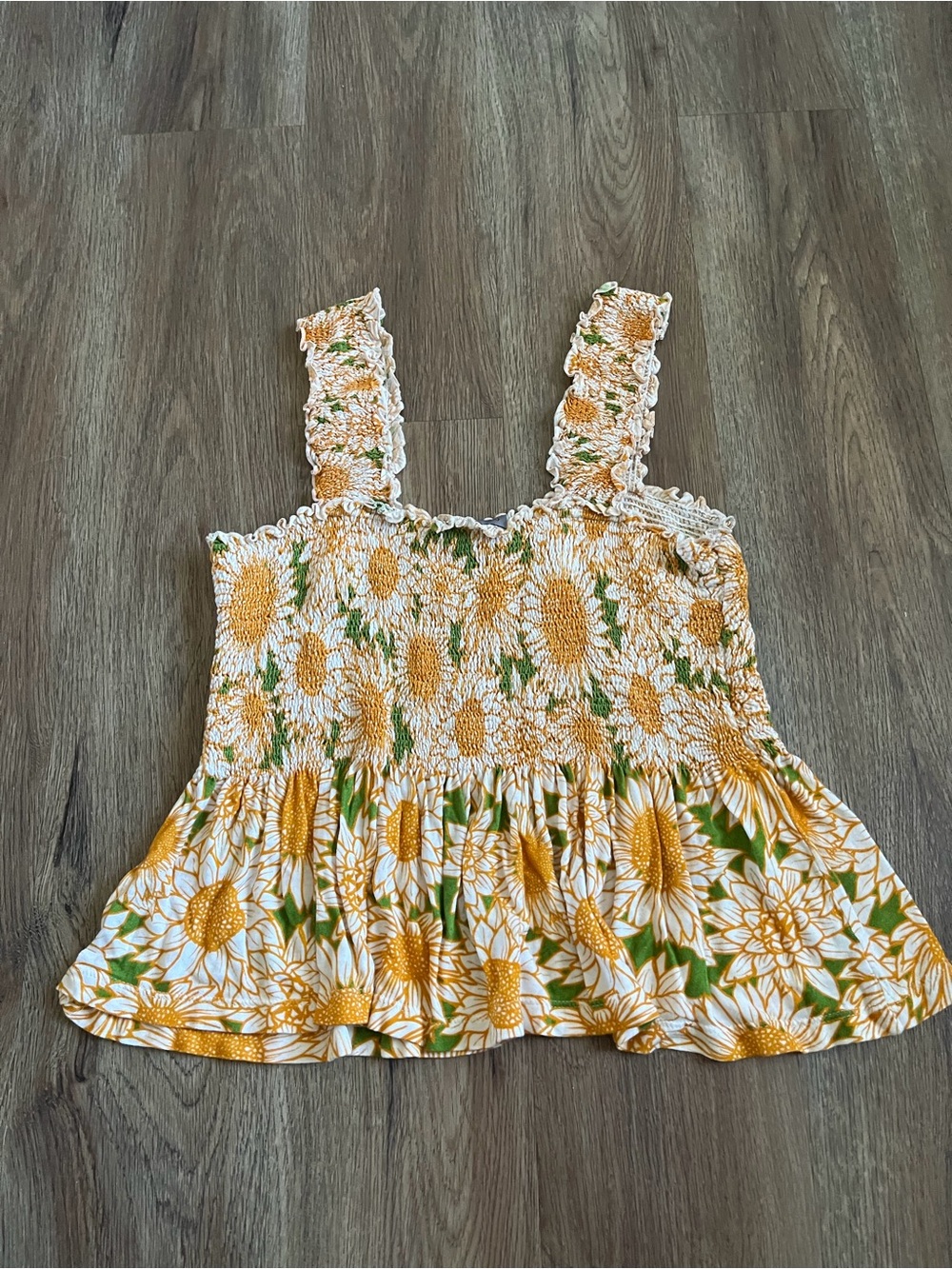 EUC Anthropologie Conditions Apply Katilia smocked floral tank top - Picture 7 of 9